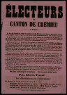 Electeurs du canton de Crémieu : paix, liberté, travail !