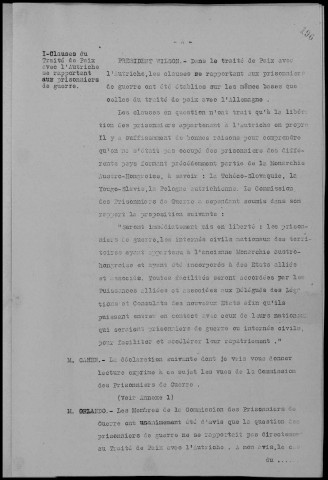 Conversation du vendredi 23 mai 1919 à 11h30 (Conseil des quatre). Sous-Titre : Conférences de la paix