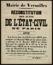 Reconstitution des actes de l'état-civil de Paris