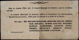 Le Conseil Municipal de Saint-Lô adhère… Au Gouvernement Républicain provisoire...