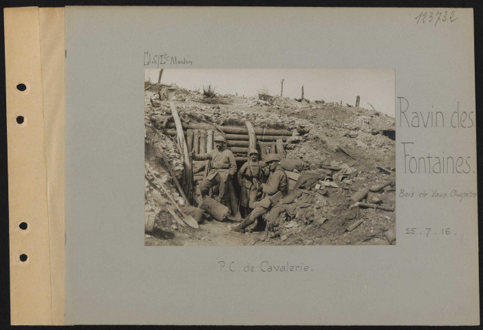 Ravin des Fontaines (Bois de Vaux-Chapitre). PC de cavalerie