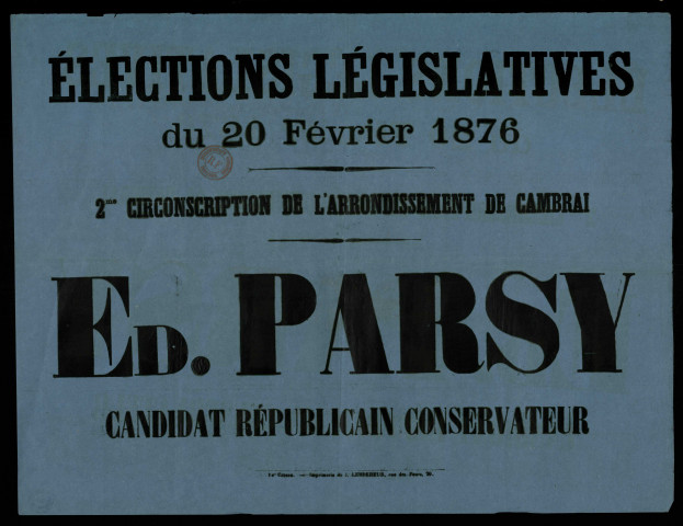 2me circonscription de l'arrondissement de Cambrai : Ed. Parsy
