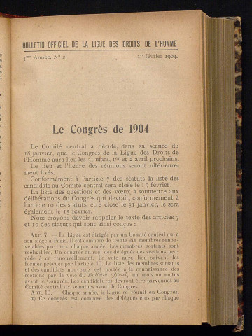 Février 1904 - Bulletin officiel de la Ligue des Droits de l'Homme