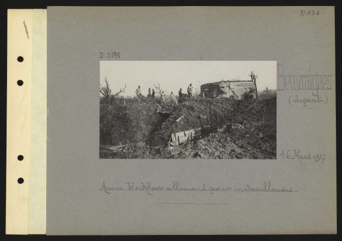 Beuvraignes (devant). Ancien blockhaus allemand pour mitrailleuses