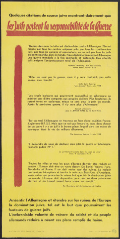 Les Juifs portent la responsabilité de la guerre