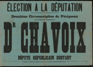 Élection à la députation Circonscription de Périgueux : Dr Chavoix député républicain sortant