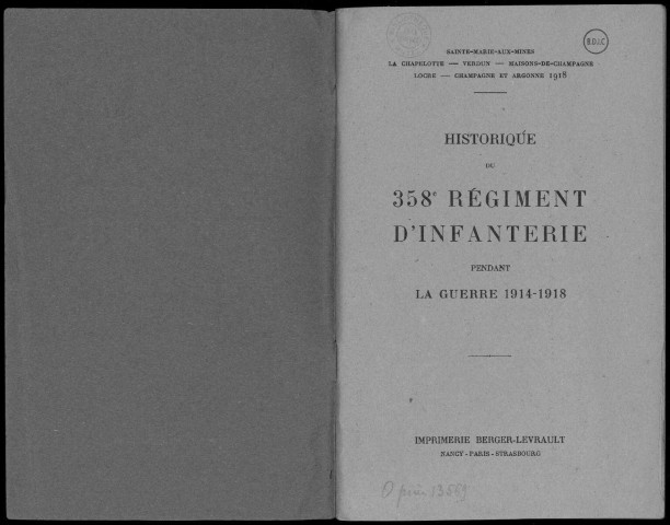 Historique du 358ème régiment d'infanterie
