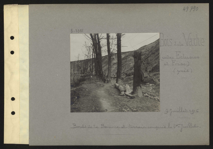 Bois de la Vache (entre Eclusier et Frise) (près). Bords de la Somme et terrain conquis le 1er juillet