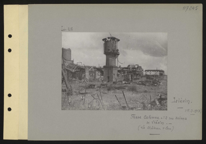 Liévin. Fosse Calonne n° 2 des mines de Liévin. Le château d'eau